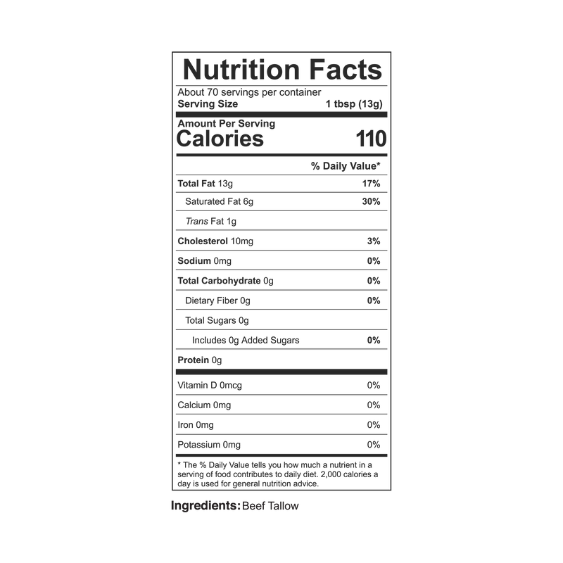 Pure Grass-Fed Beef Tallow