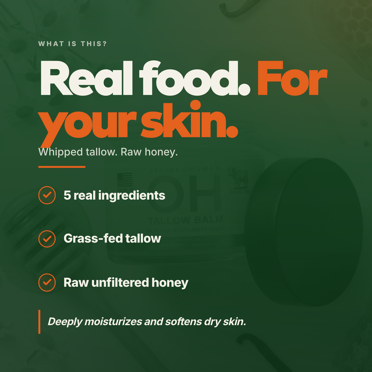 Grass-Fed Tallow Balm With Raw Honey