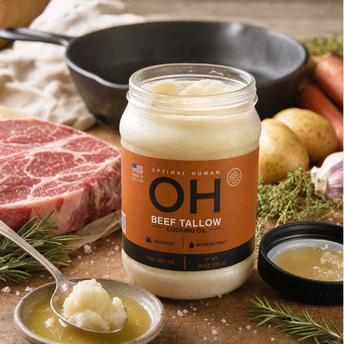 Pure Grass-Fed Beef Tallow (2 Lbs)