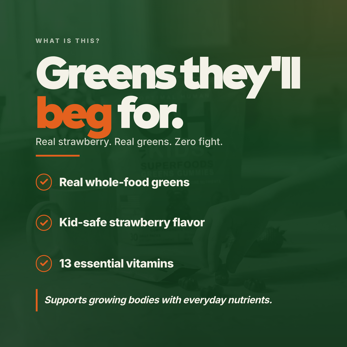 Superfood Greens Gummies for Kids (30 Day Supply)