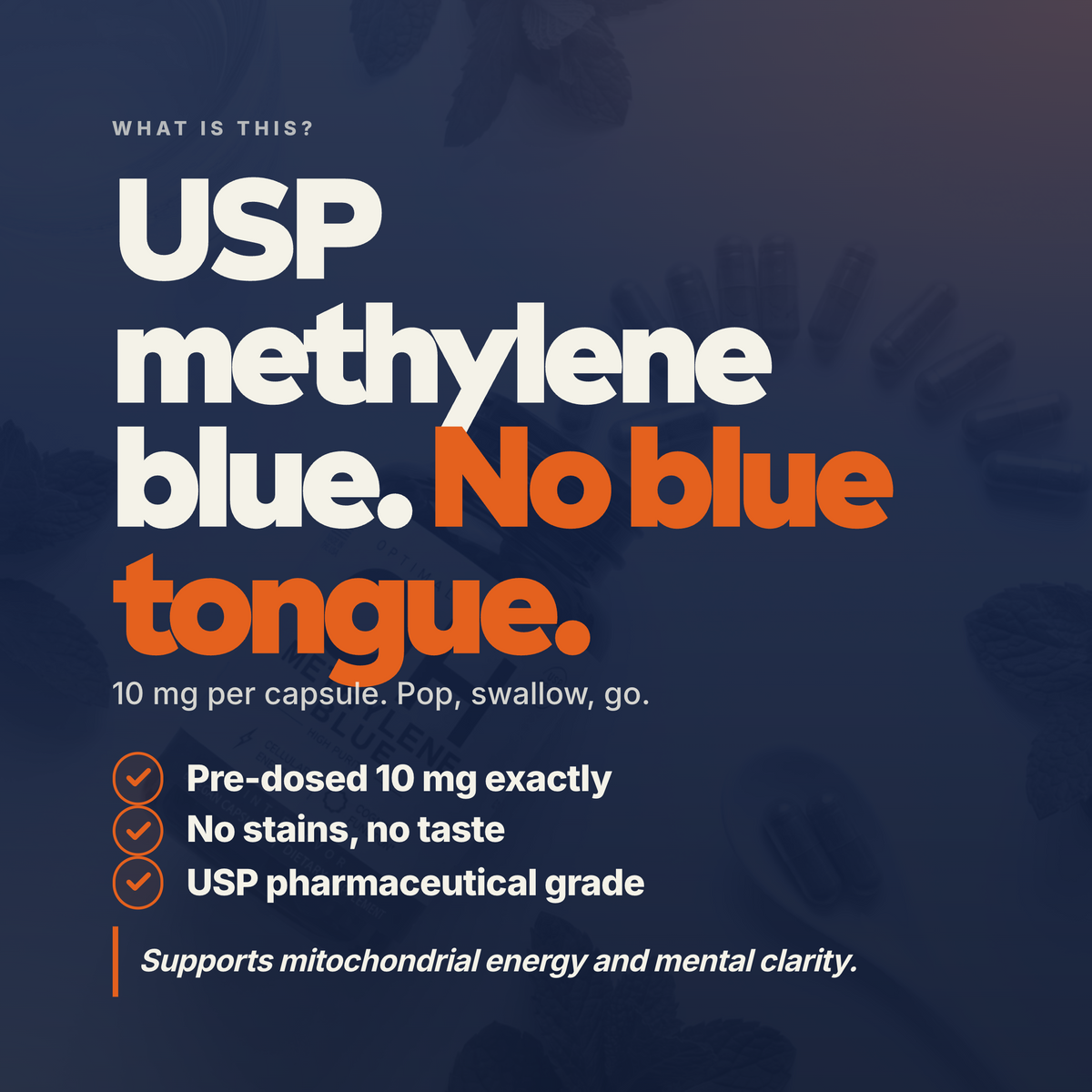 USP Grade Methylene Blue 10mg Capsules